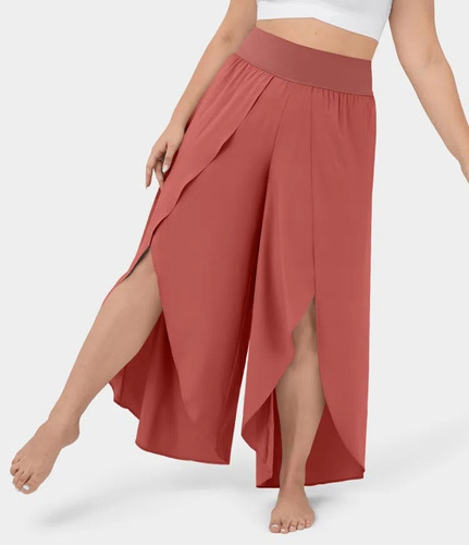 Pantalones Anchos De Cintura Alta Para Mujer Color Sólido