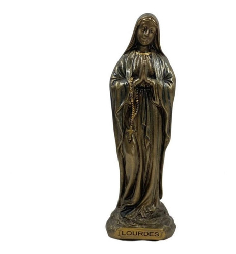 Virgen De Lourdes Figura Terminado Bronce Detallada