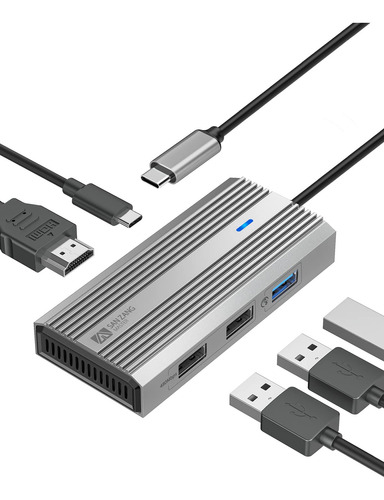 Hub Usb C 5 En 1, Adaptador Usb C A Hdmi 4k, Usb 3.0 De Alta