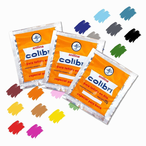 Anilina Colibri X 20g - Teñido Frío O Calor X 10 Sobres