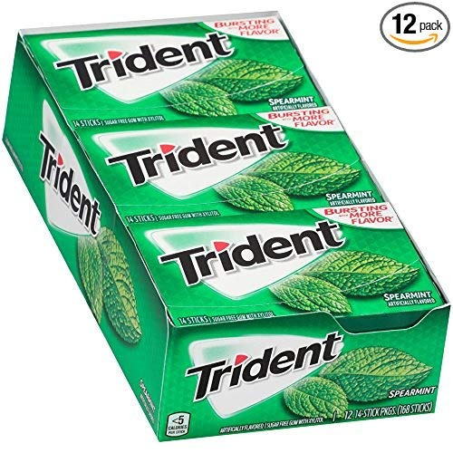 Trident De Menta Verde Chicle Sin Azúcar - 12 Paquetes (168 