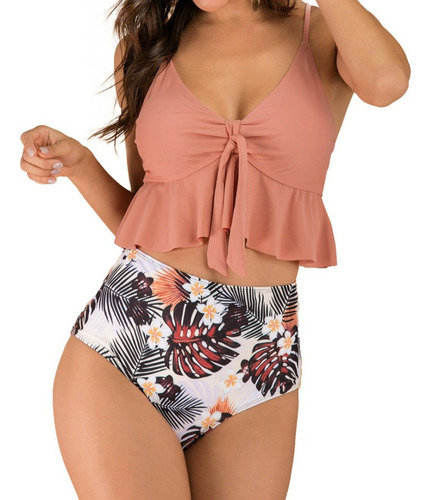 Bikini Tiro Alto Top Ruffle Colores