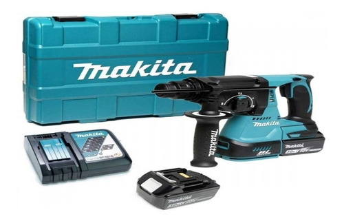 Rotomartillo Makita Dhr242rfe Bl 18v + 2 Baterías Y Cargador Color Turquesa