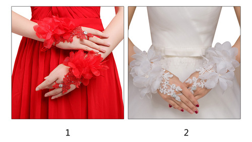 (2 #mold) Guantes Sin Dedos De Encaje Con Forma De Flor Para