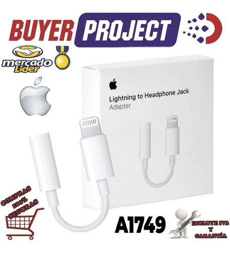 Adaptador Apple A749 Lightning A Jack Audio  iPhone | MercadoLibre
