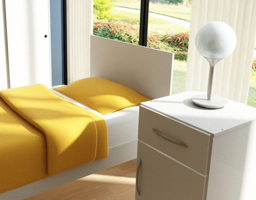 Imagen 3 de 4 de Mesa De Luz Con Ruedas Cajon Y Puerta