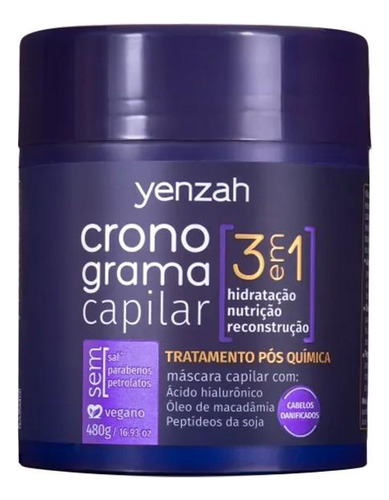 Yenzah Cronograma Capilar 3 Em 1 Máscara Capilar 480g