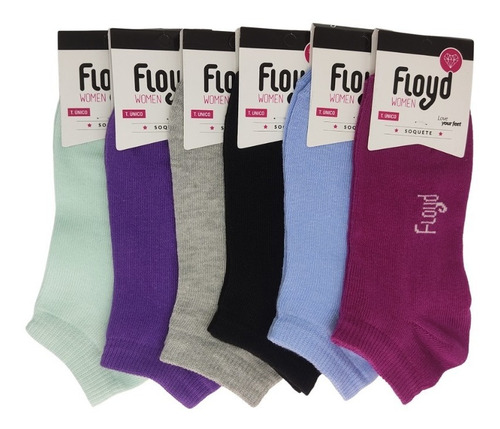 Imagen 3 de 5 de Pack X 6 Pares Soquetes De Mujer Lisos Floyd Art Mj-8