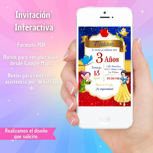 Invitación De Blanca Nieves Digital Interactiva 