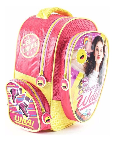 Mochila Mochila 12 Pulgadas Espalda Color Fucsia/amarillo Diseño Poliéster