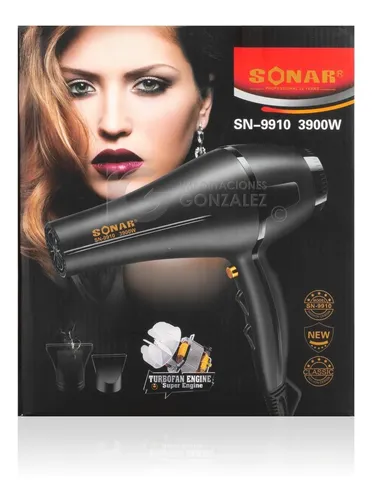 Secadora De Cabello Sonar Sn 9910 Profesional Con Difusor Negro