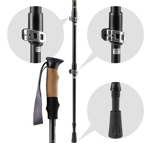 Imagen 3 de 8 de Baston Trekking Aluminio Waterdog K2 Telescopico Reforzado