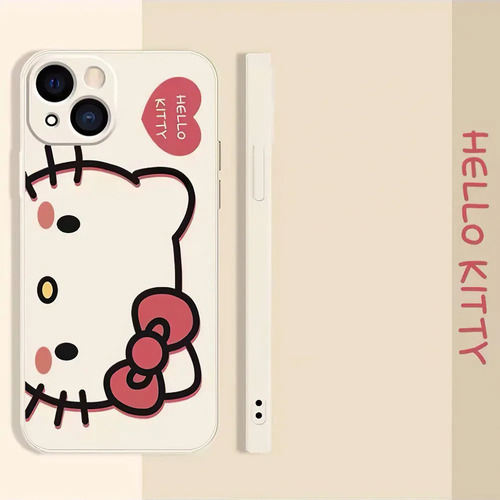 Capa De Silicone Fofa Da Hello Kitty Para iPhone 14 13 12