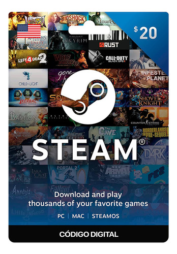 Gift Card 20 $ Steam (código Digital)