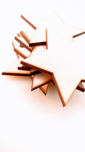 Imagen 2 de 6 de Kit Estrellas X 50u - 8cm - Mdf / Fibrofacil