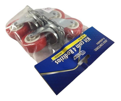 Imagem 3 de 6 de Mini Rodízio/ Rodinha Preta 46 Mm - Kit Com 4 Unidades K4281