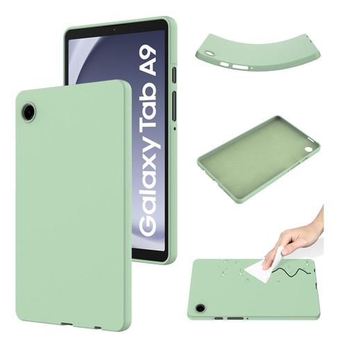 Funda De Silicona Líquida Verde Para Samsung Galaxy Tab A9