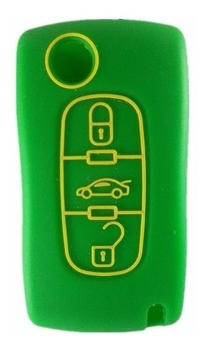 Capa Silicone Verde Para Chave Peugeot/citroen 3 Botões