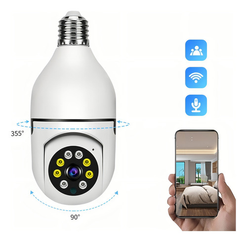 Cámara de seguridad OEM E27 con resolución 2MP visión nocturna incluida color blanco