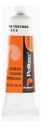 Pintura Acrílica Profesional Línea 900 Politec 60ml Color Siena Tostada No 925