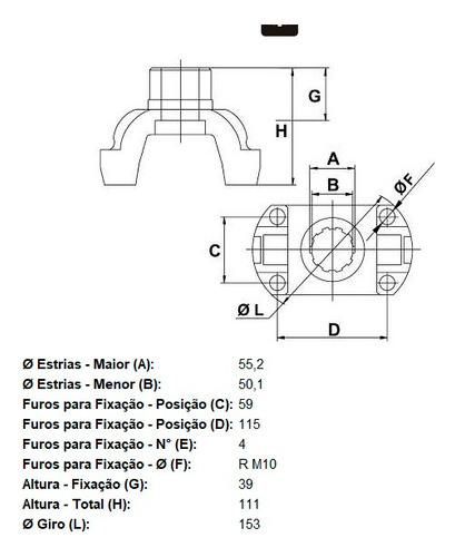 Flange Cardan Pinhao 26 Estrias Mb Hl4 1417 Of1417 Of1418