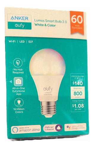 Ampolleta Wifi Colores Eufi Led E27 800 Lumen