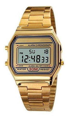 Vigoroso Hombres Lady Vintage Retro Gold Gold Acero Inoxidab