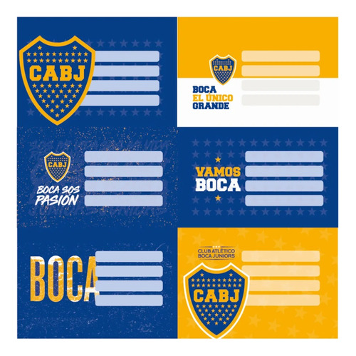 Etiquetas Escolares Boca Juniors Pack X 12 Unidades Mooving 