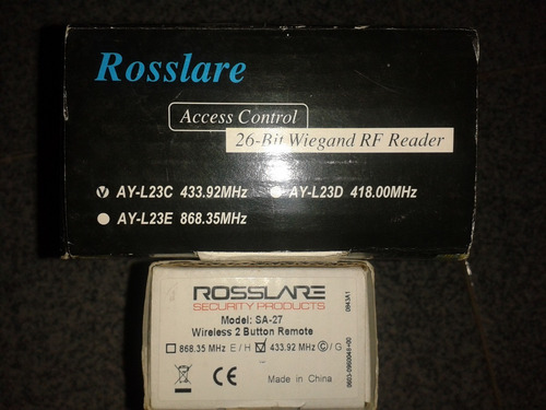 Lector De Proximidad Rosslare Ay-l23 Y Control Sa-27