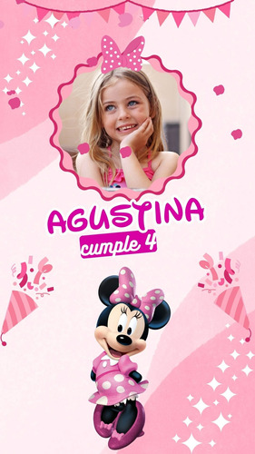 Video Invitación Animada De Minnie Con Foto. Cumpleaños 