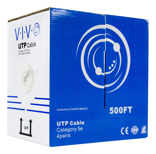 Vivo Cable Ethernet Cat5e Granel 500 Pie 24 Awg Utp Pull Box