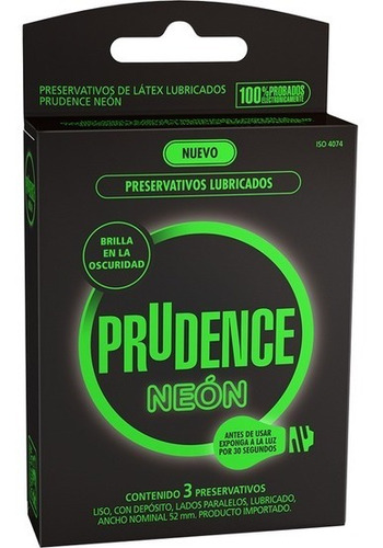 Preservativo Prudence Neón, 1 Caja, 3 Unidades