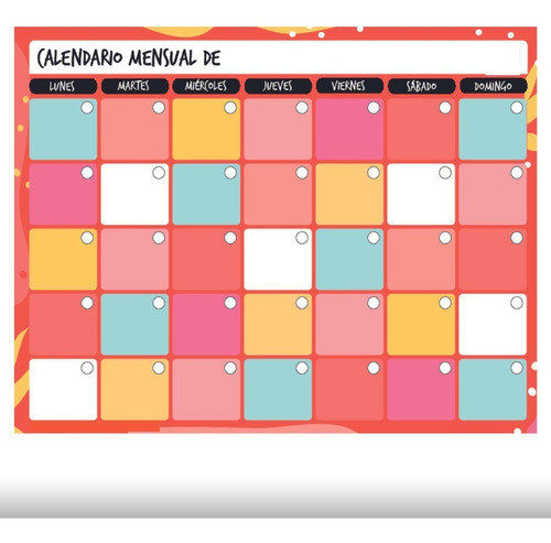 Calendario Sin Fechas Block. Organizador To Do Planeador