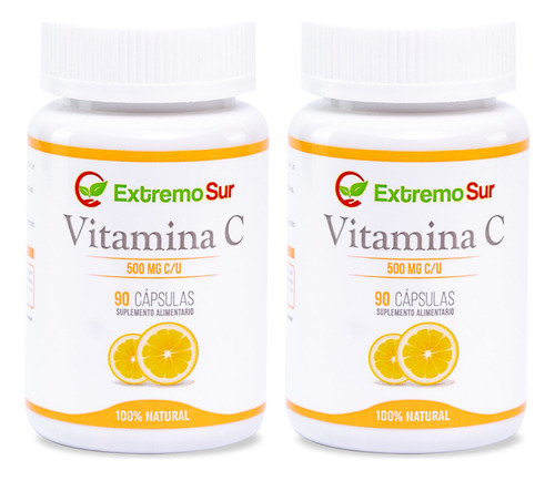 Pack 2 Vitamina C 180 Capsulas De 500mg 100% Natural