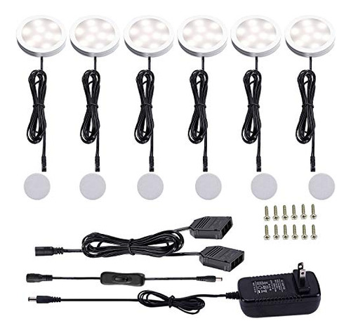 Luces Led 12v Aiboo 6 Pack Negras Para Cocina Y Closet, 12w