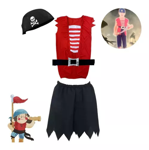 Fantasia Pirata Infantil Masculino Tapa Olho Camiseta Shorts em Promoção na  Americanas