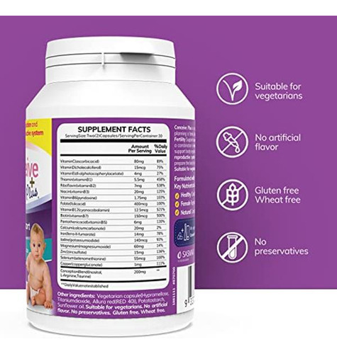 Conceive Plus Suplemento Fertilidad Para Mujeres 60 Cápsulas