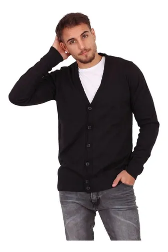 vagón Plano Derritiendo Cardigan Negro Hombre | MercadoLibre 📦