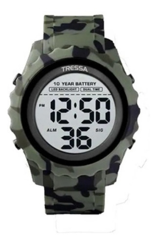 Reloj Tressa Digital Sumergible Militar Con Luz Garantia