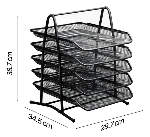 Charola Organizador Metalica Escritorio Bandeja De 5 Niveles Color Negro