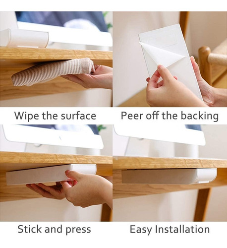 Imagen 6 de 8 de Cajon Secreto Autoadhesivo Escritorio Organizador Blanco