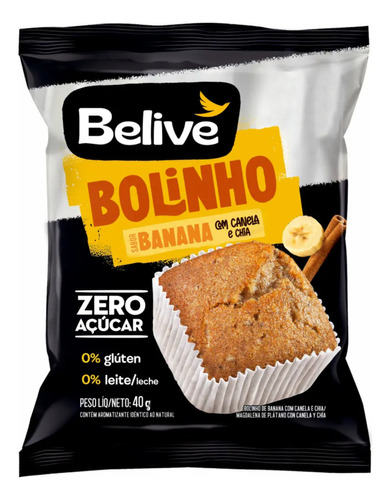  Belive muffin banana com canela e chia 0 açucar lactose 40g 