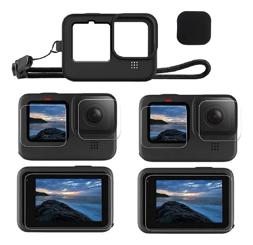 Película Protetora E Capa Silicone Para Gopro Hero 9 Black