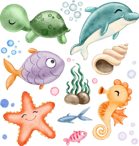 Clipart Animales Y Elementos Del Mar Acuarela 20