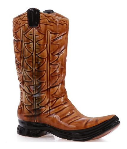 Florero Bota Vaquera Ceramica Cowboy Norteño Vaquero Color Café