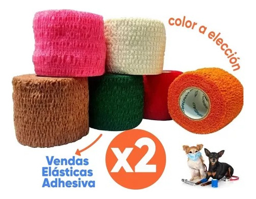 Vendas Elásticas Adhesiva Para Perro Anti Mordida Heridas X2 Fragancia Variado