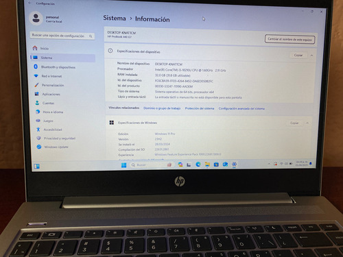 Hp Probook 440 G7 Core I5 32gb 1tb Ssd Plateado (Usado)