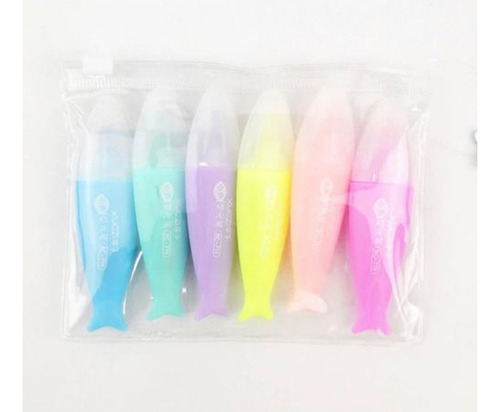Resaltador Highlighter Marcador Color Fish Pasteles Set X 6