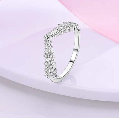 Anillo Mujer De Plata Real S925, Corona De Laurel, Éxito