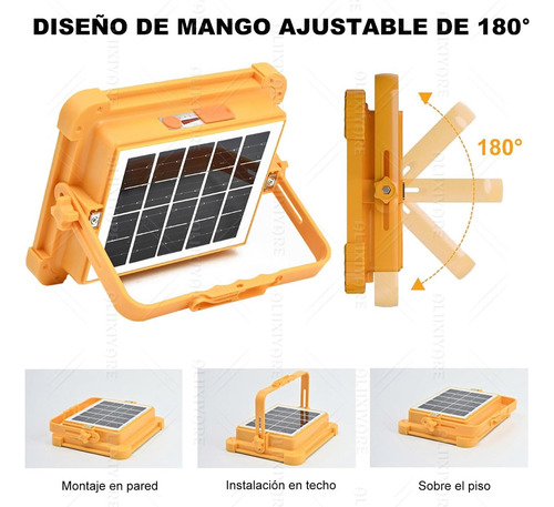 Foco Luz Led Exterior Lámpara Solar Recargable Portátil Ip66